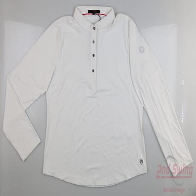 New W/ Logo Womens Greyson Scarlett Long Sleeve Polo X-Large XL White MSRP $108