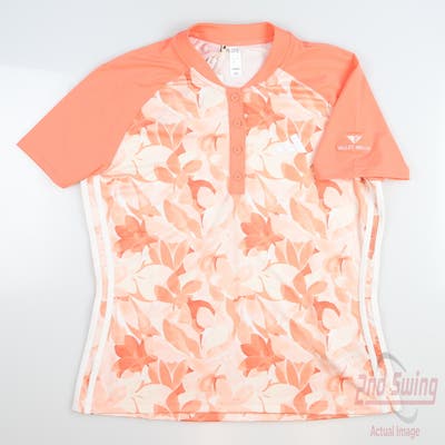 New W/ Logo Womens Adidas Floral Polo Small S Orange MSRP $65