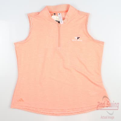 New W/ Logo Womens Adidas Golf Sleeveless Polo Small S Orange MSRP $65