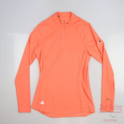 New W/ Logo Womens Adidas Golf 1/4 Zip Pullover Small S Orange MSRP $75