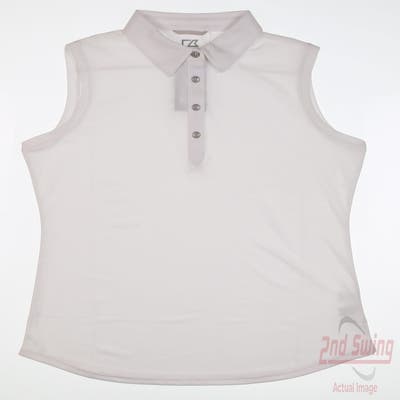 New W/ Logo Womens Cutter & Buck Sleeveless Polo Medium M White MSRP $65