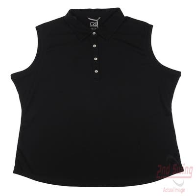 New W/ Logo Womens Cutter & Buck Sleeveless Polo XX-Large XXL Black MSRP $60