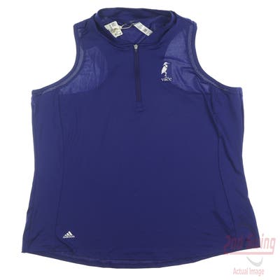 New W/ Logo Womens Adidas Racerback Sleeveless Polo Large L Purple MSRP $55