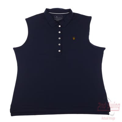 New W/ Logo Womens Peter Millar Sleeveless Polo X-Large XL Navy Blue MSRP $99