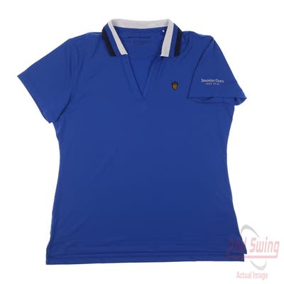 New W/ Logo Womens Peter Millar Polo Large L Blue MSRP $95