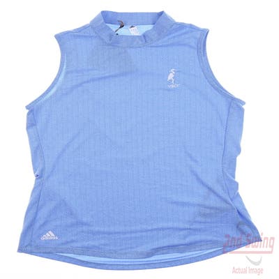 New W/ Logo Womens Adidas Golf Sleeveless Polo Medium M Blue MSRP $65