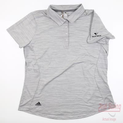 New W/ Logo Womens Adidas Spacedye Polo Large L Gray MSRP $60