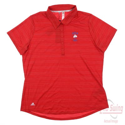 New W/ Logo Womens Adidas Golf Polo Large L Red MSRP $60