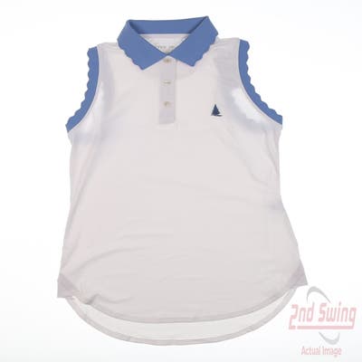 New W/ Logo Womens Peter Millar Sleeveless Polo X-Small XS White MSRP $90