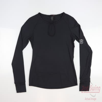 New W/ Logo Womens Greyson Tulia Long Sleeve T-Shirt Small S Black MSRP $118