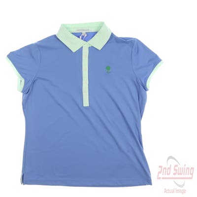 New W/ Logo Womens Fairway & Greene Lili Polo Large L Blue MSRP $110