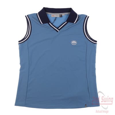 New W/ Logo Womens KJUS Sleeveless Polo Small S Blue MSRP $100