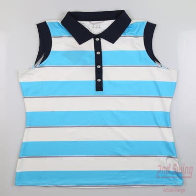 New Womens Cutter & Buck Golf Sleeveless Polo Small S Blue MSRP $60