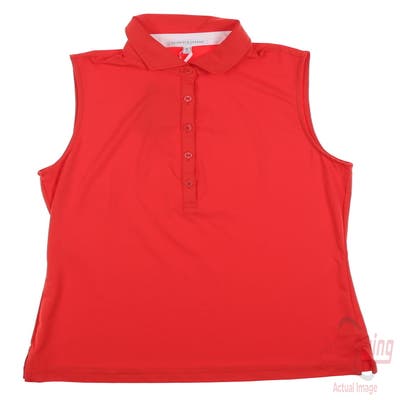 New Womens Fairway & Greene Natalie Tech Jersey Sleeveless Polo Small S Red MSRP $103