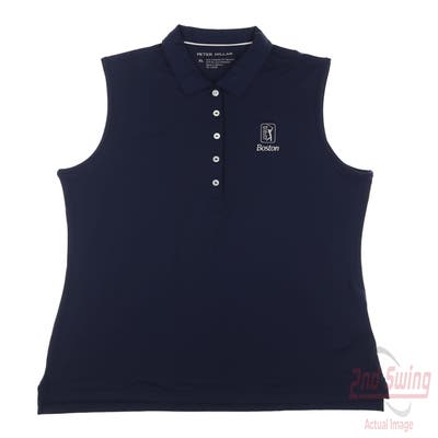 New W/ Logo Womens Peter Millar Sleeveless Polo X-Large XL Navy Blue MSRP $80