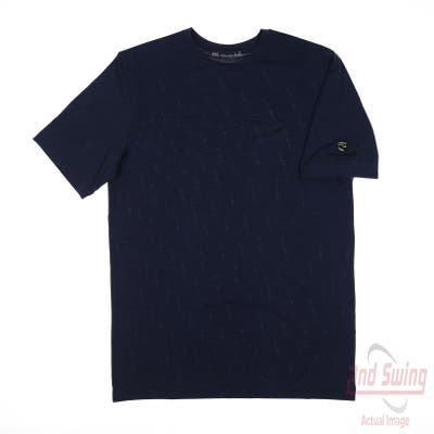 New W/ Logo Mens Travis Mathew T-Shirt Small S Blue MSRP $50