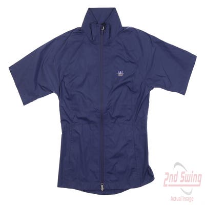 New W/ Logo Womens Zero Restriction Kelly Short Sleeve Wind Jacket X-Small XS Navy Blue MSRP $45