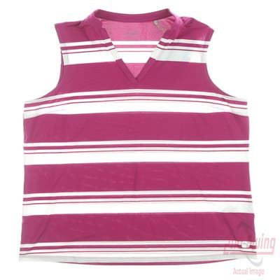 New Womens Puma Cloudspun Stripe Sleeveless Polo Small S Festival Fuchsia MSRP $55 599629 05