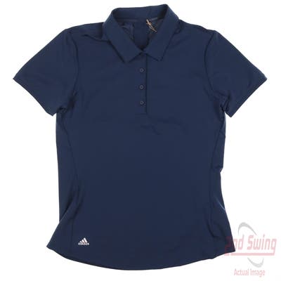 New Womens Adidas Ultimate Solid Polo Small S Crew Navy MSRP $60