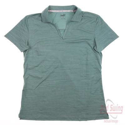 New Womens Puma Cloudspun Coast Polo Small S Adriatic Heather MSRP $55