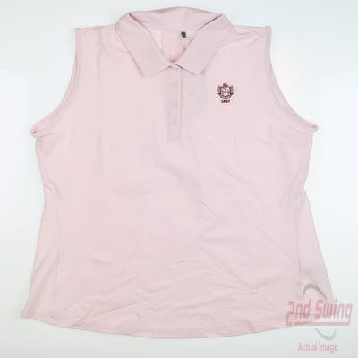 New W/ Logo Womens Adidas Sleeveless Golf Polo Large L Pink MSRP $70