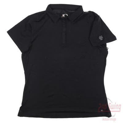 New W/ Logo Womens Anderson Ord Golf Polo Small S Black MSRP $70