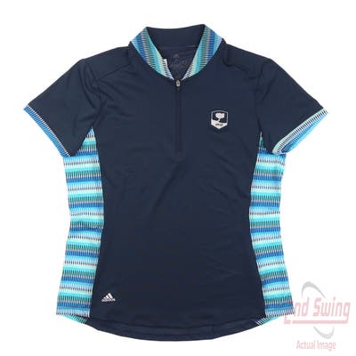 New W/ Logo Womens Adidas Golf Polo Small S Blue MSRP $65