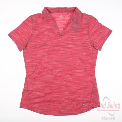 New Womens Puma Golf Polo Medium M Rapture Rose Red MSRP $60