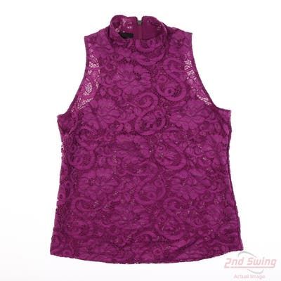 New Womens Greyson Sleeveless Polo Small S Purple MSRP $90