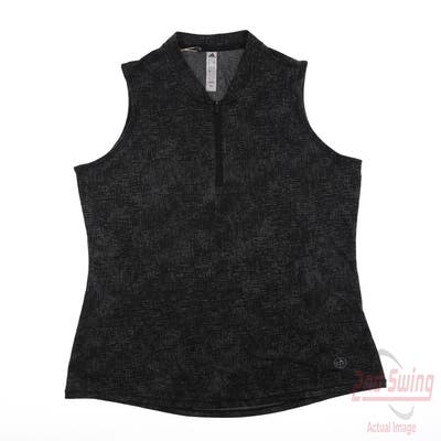 New W/ Logo Womens Adidas Sleeveless Polo Medium M Black MSRP $65