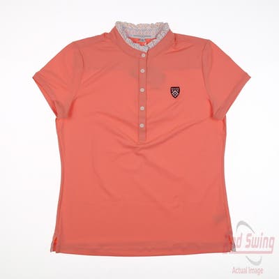 New W/ Logo Womens Fairway & Greene Polo Large L Coral MSRP $96