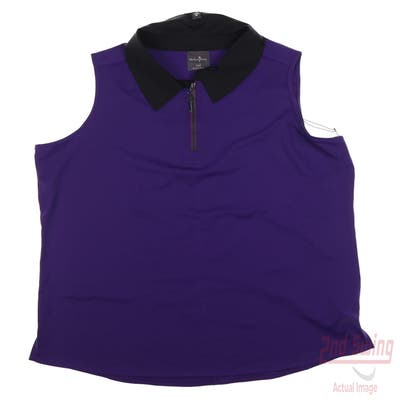 New Womens Belyn Key Zip Keystone Sleeveless Polo Medium M Purple MSRP $108