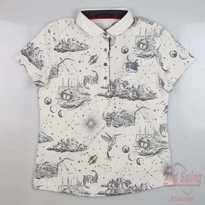 New W/ Logo Womens Greyson Dreamers Toile Scarlett Polo X-Small XS White MSRP $98