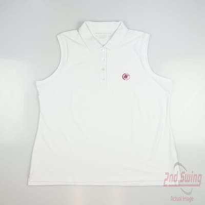 New W/ Logo Womens Peter Millar Sleeveless Polo X-Large XL White MSRP $90