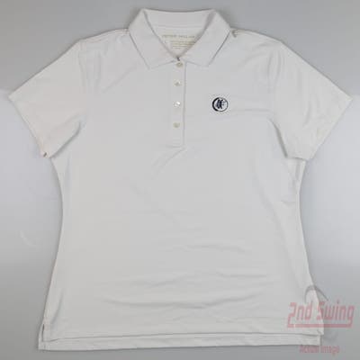 New W/ Logo Womens Peter Millar Polo Large L White MSRP $100