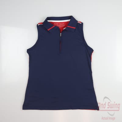 New Womens Peter Millar Sleeveless Polo X-Small XS Navy Blue MSRP $