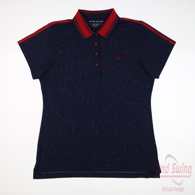 New W/ Logo Womens Peter Millar Polo Medium M Navy Blue MSRP $95