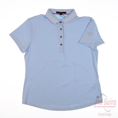 New W/ Logo Womens Greyson Polo Large L Blue MSRP $118