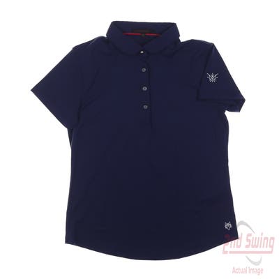 New W/ Logo Womens Greyson Polo Medium M Navy Blue MSRP $118