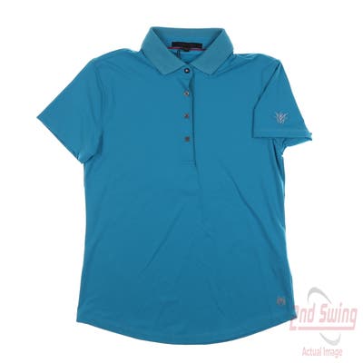 New W/ Logo Womens Greyson Polo Small S Lagoon Blue MSRP $118