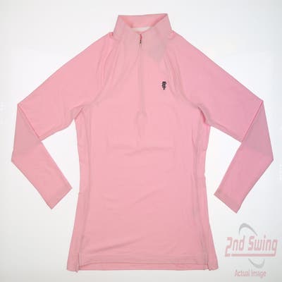 New W/ Logo Womens Peter Millar 1/4 Zip Pullover Medium M Pink MSRP $