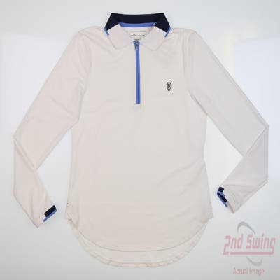 New W/ Logo Womens Peter Millar 1/4 Zip Pullover X-Small XS White MSRP $95