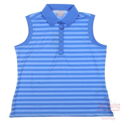 New Womens Dunning Golf Sleeveless Polo Small S Blue MSRP $89