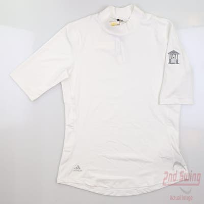 New W/ Logo Womens Adidas Mock Polo Small S White MSRP $65