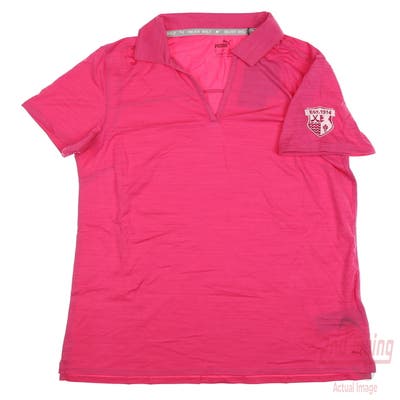 New W/ Logo Womens Puma Cloudspun Coast Golf Polo Small S Pink MSRP $55