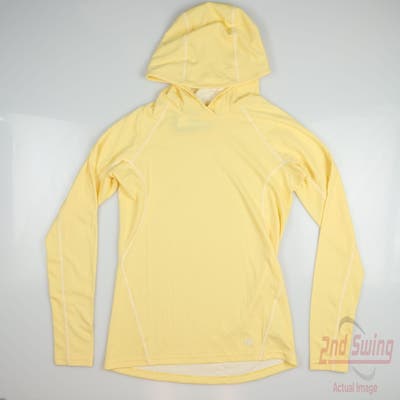 New Womens Straight Down Delaney Sweatshirt Small S Yellow MSRP $100