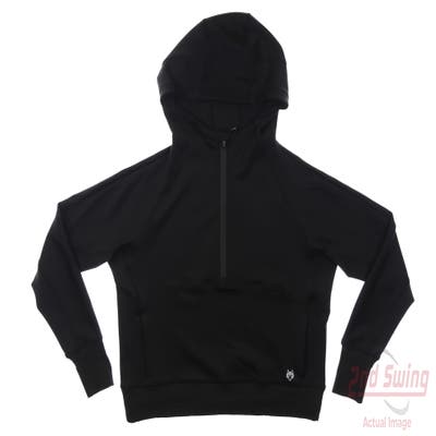 New Womens Greyson Hooded 1/4 Zip Pullover Small S Black MSRP $168