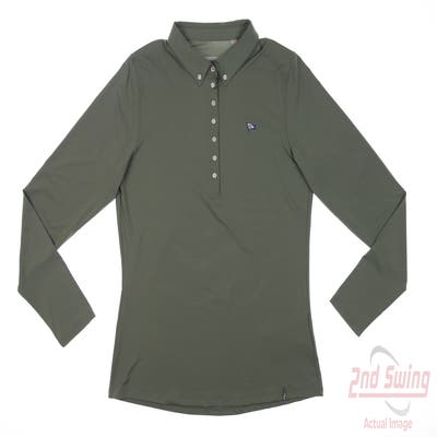 New W/ Logo Womens KJUS Long Sleeve Polo Large L Green MSRP $140