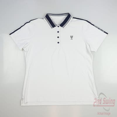 New W/ Logo Womens Peter Millar Polo Large L White MSRP $125