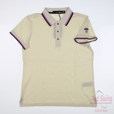 New W/ Logo Womens Ralph Lauren RLX Polo Large L Cream MSRP $110